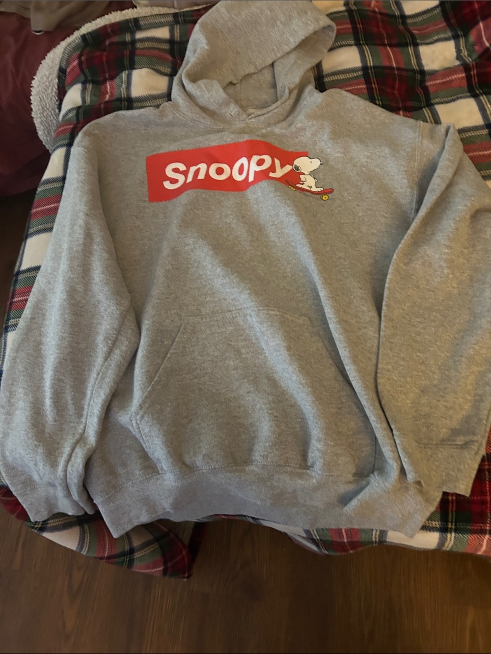 Gray Snoopy Graphic Crewneck Sweatshirt